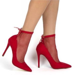 Red Mesh Pumps